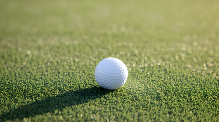 Bola de golfe num green cuidado
